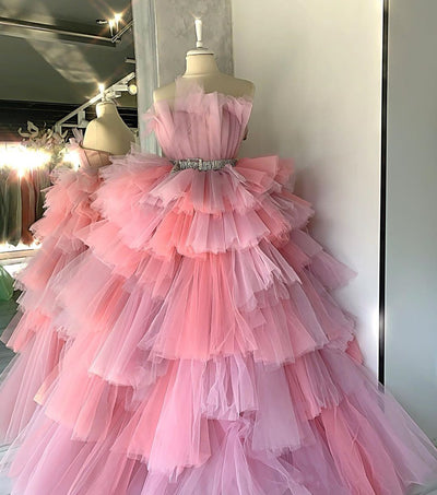Calliope Off Shoulder Pink   Evening Dress