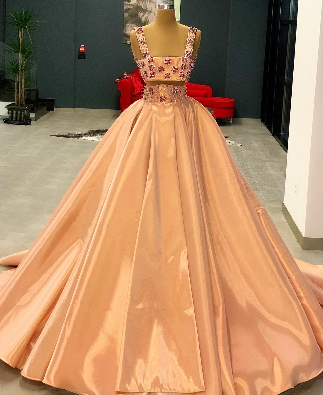 Diana Beautiful Pink 2-Piece Evening Dress