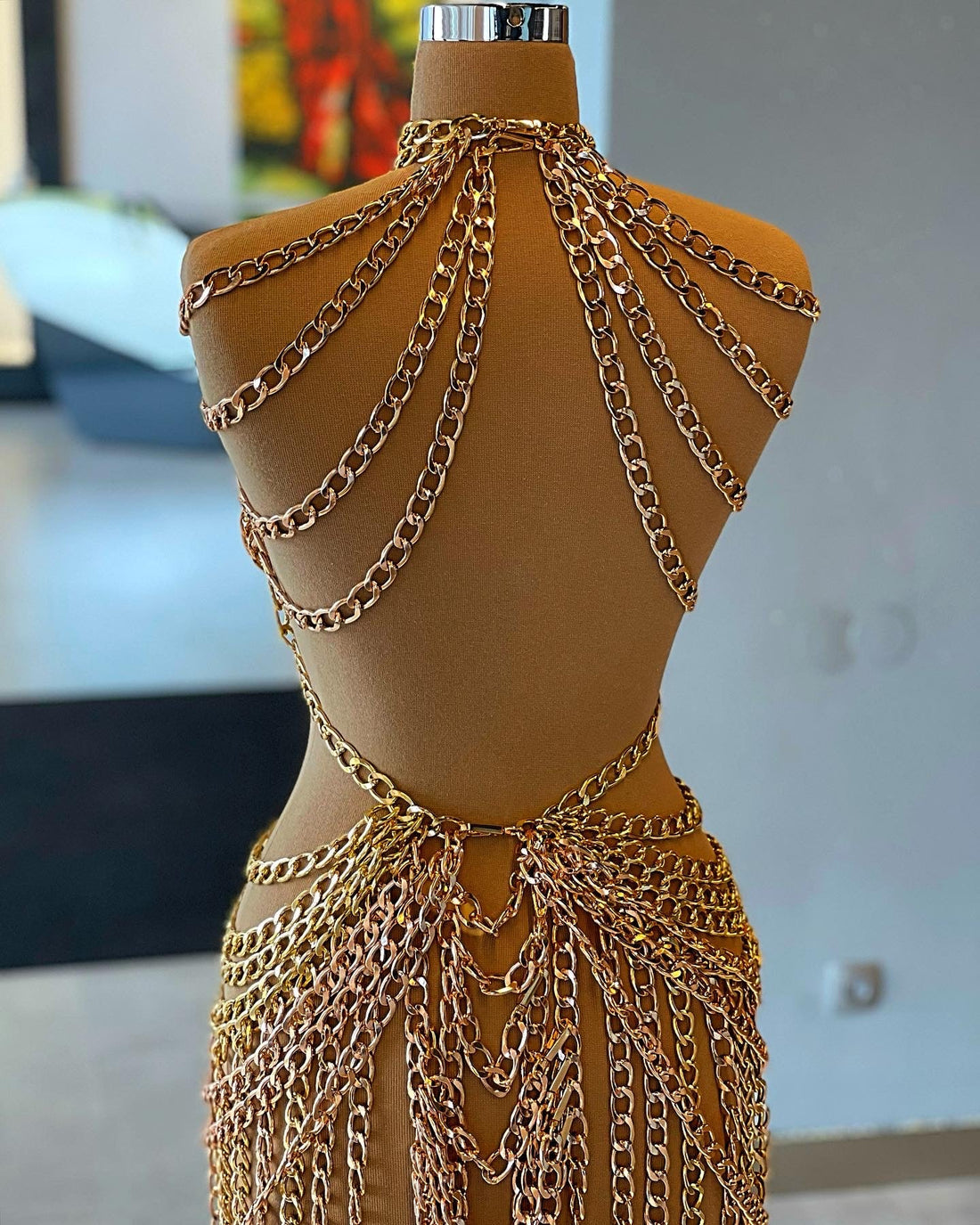 Kathryn Golden Chain Evening Dress D&D Clothing Kathryn Golden Chain Evening Dress D&D Clothing