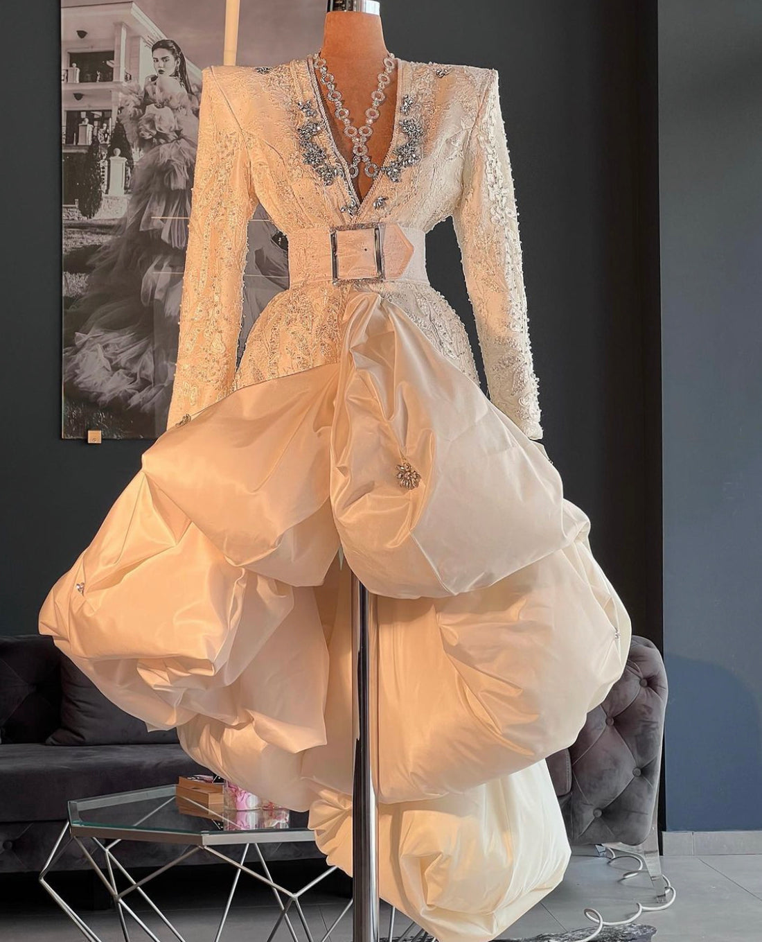 Shay White Elegant V-Neck Evening Dress