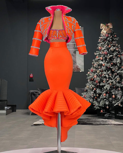 Ariel Red Elegant 3-Piece Evening Dress S / Red