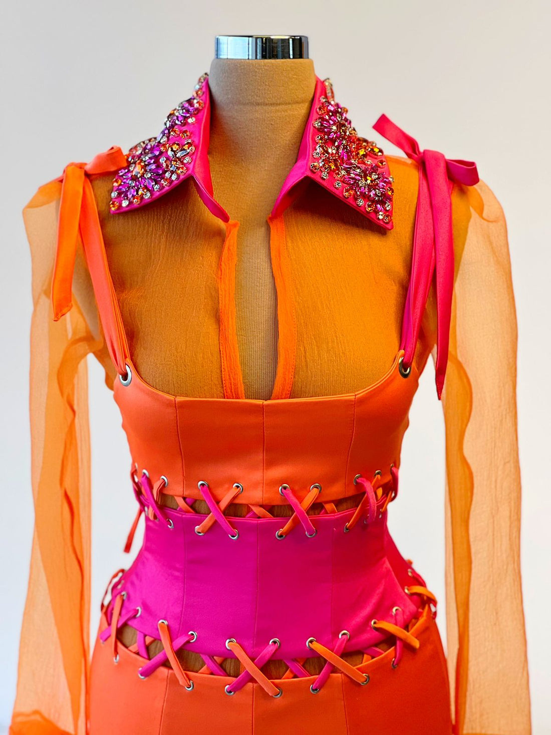 Kehlani Long Sleeves Orange Evening Dress