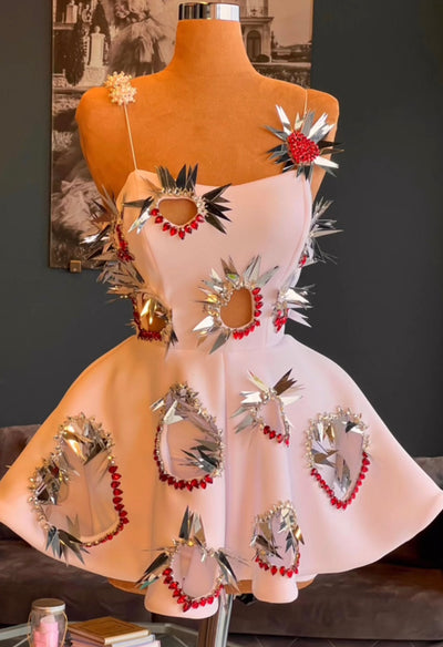 Coraline Elegant Off Shoulder Pink  Evening Dress