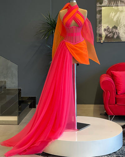 Chanel  Elegant Pink and Orange  Evening Dress