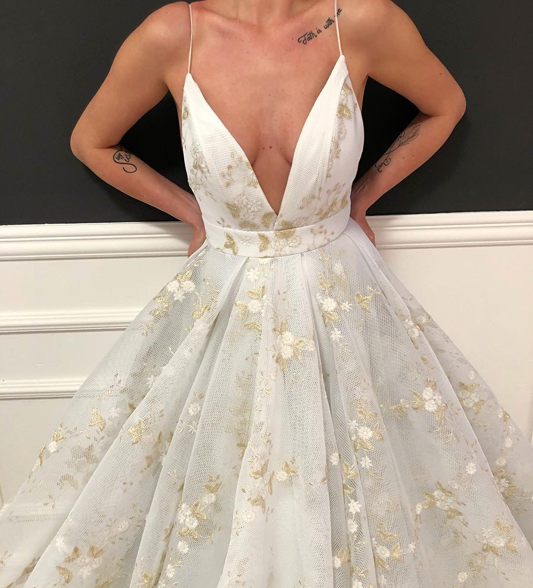 white christmas dresses Stylish Jewel Gold Sequined A-Line Prom Dresses Sleeveless White Appli –  Newinlook main image 1