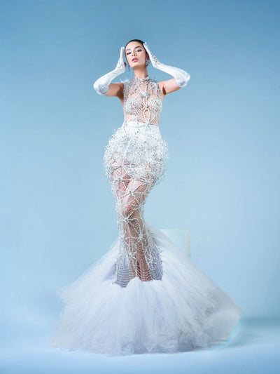 Kailey Elegant White Evening Dress