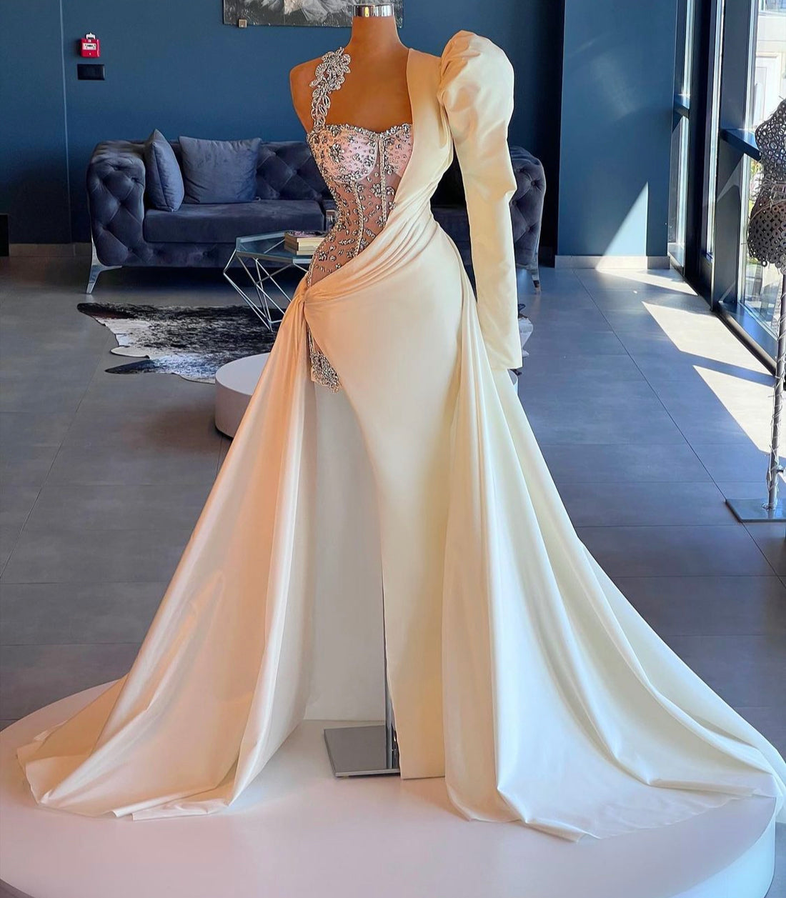 Melody Luxury White One-Shoulder Evening Dress – D&D Clothing