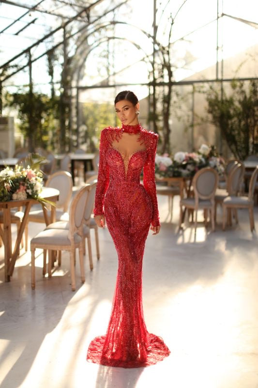 Kenzie Elegant Long Red Evening Dress