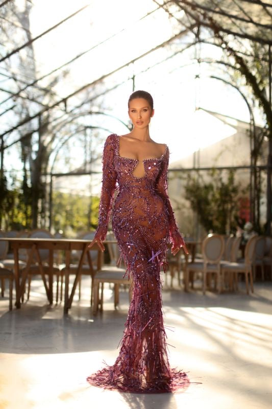 Denisse Elegant Long Purple Evening Dress