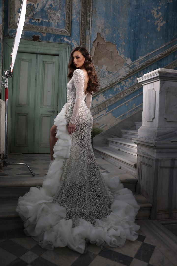 fitted lace wedding dress Sleeved Lace Long Fit & Flare Wedding Dress fitted lace wedding dress Sleeved Lace Long Fit & Flare Wedding Dress