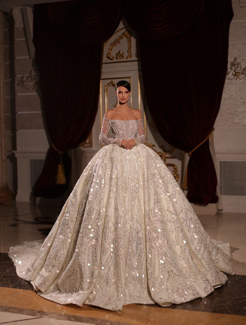Melani Off Shoulder Luxury White Wedding Dress
