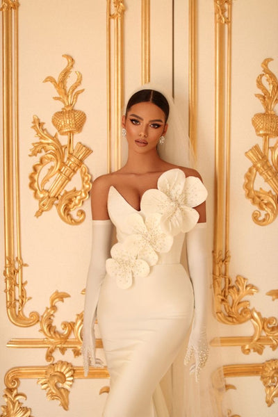 Michaela Off Shoulder WithGloves Luxury White Wedding Dress