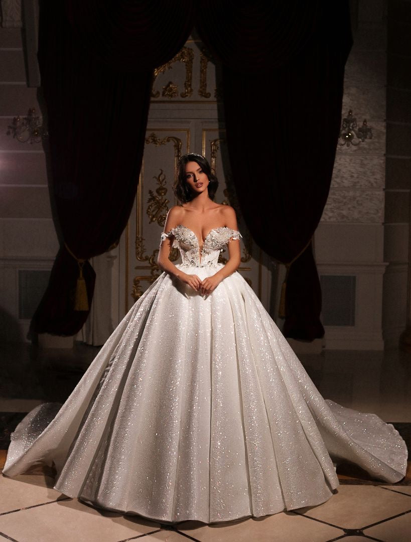 Alana  Elegant Off-Shoulder White Wedding Dress