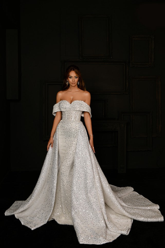 Alanna Elegant Off-Shoulder White Wedding Dress