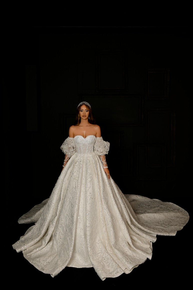 Alaya Elegant Off-Shoulder White Wedding Dress
