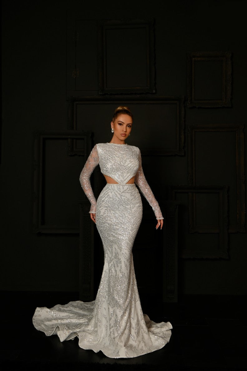 Alena Elegant Long Sleeves White Wedding Dress