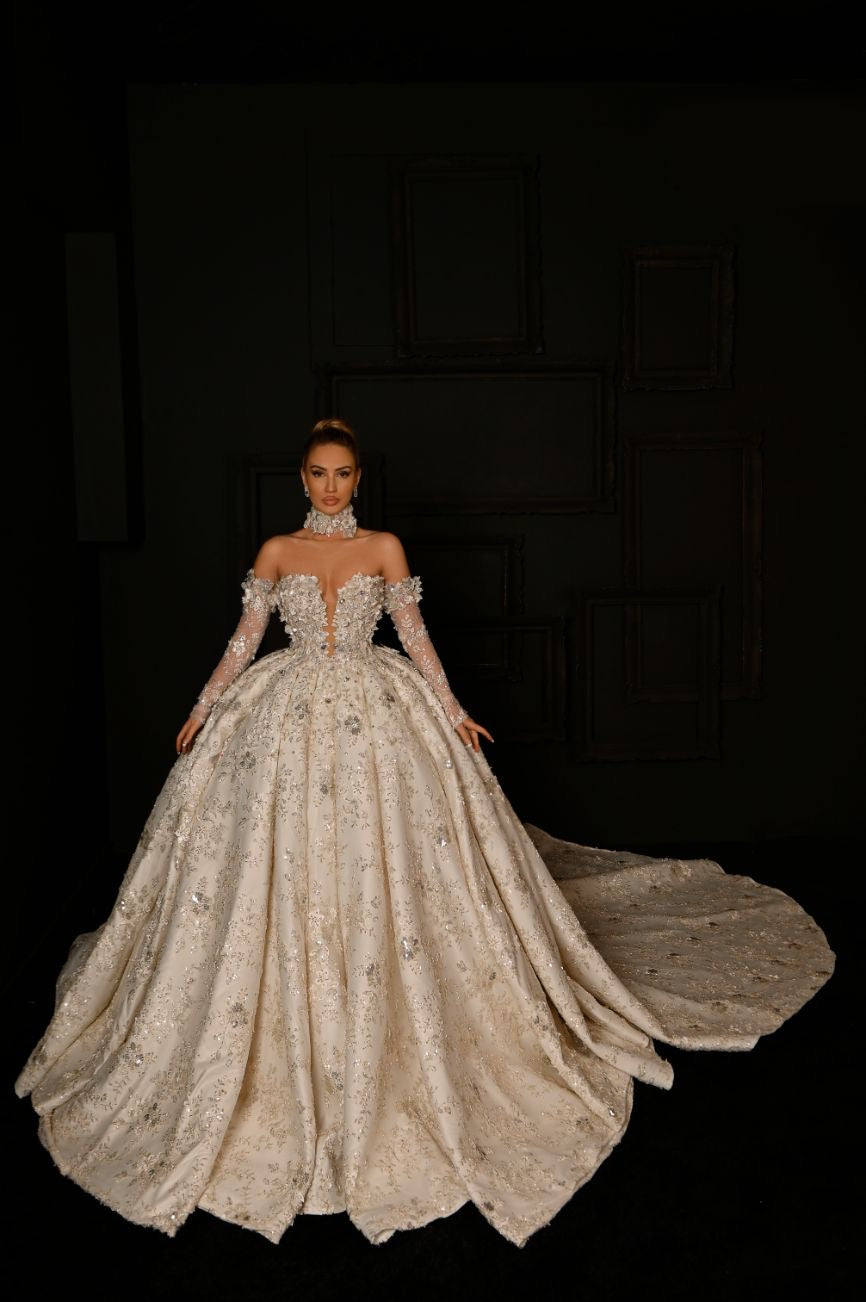 Alessandra  Elegant Long Sleeves White Wedding Dress