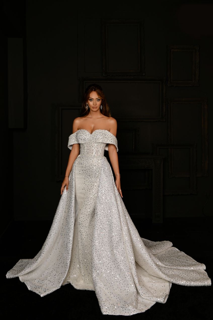 Alianna Elegant Off-Shoulder White Wedding Dress