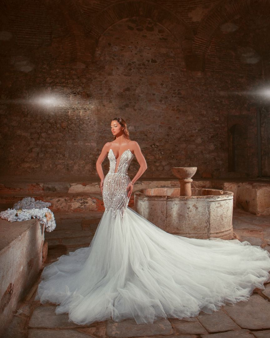 Aliza Elegant Off-Shoulder White Wedding Dress
