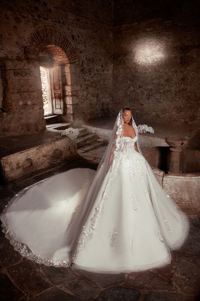 Amara Elegant Off-Shoulder White Wedding Dress