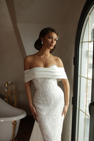 Amayah Elegant Off-Shoulder White Wedding Dress