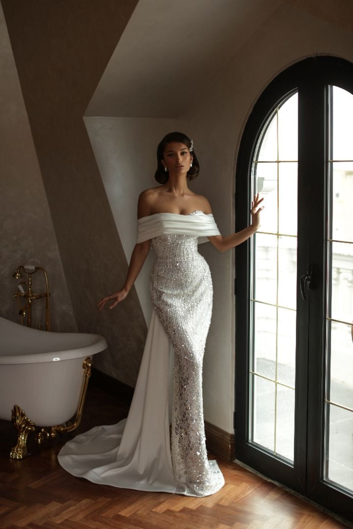 Amayah Elegant Off-Shoulder White Wedding Dress
