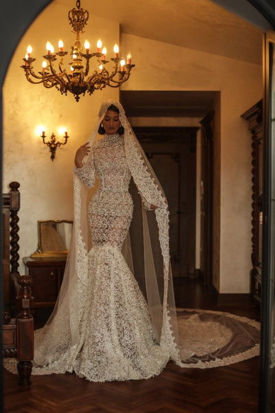Amiyah Beautiful High Neck White Wedding Dress