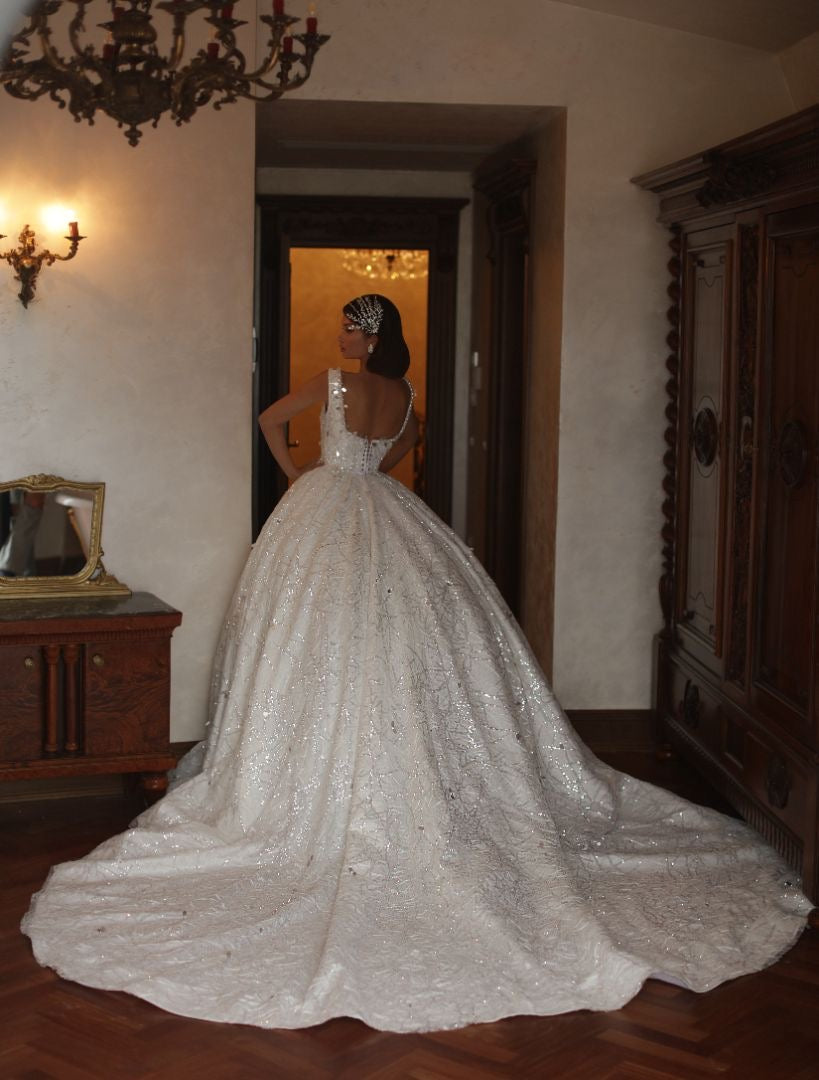 Amoura Beautiful White A-Line  Wedding Dress