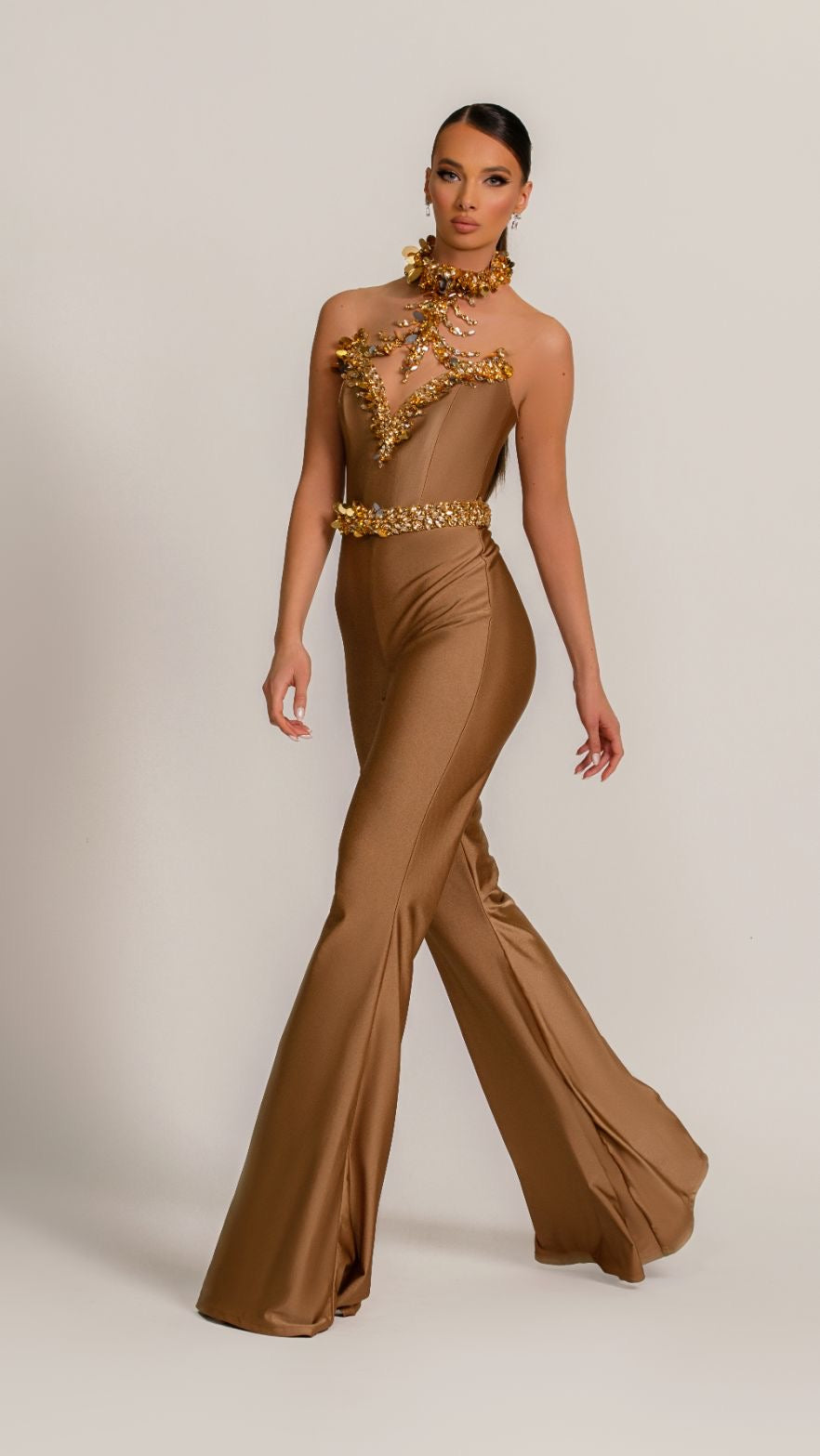 Brianna Beautiful Golden Evening Dress