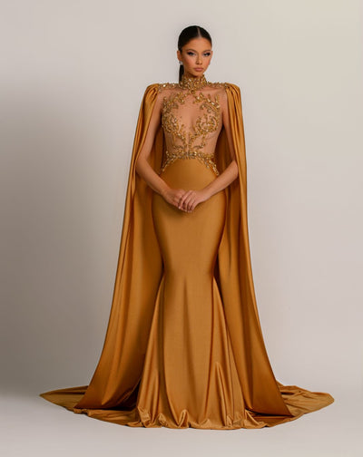 Brynlee  Elegant Golden Evening Dress