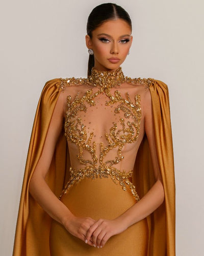 Brynlee  Elegant Golden Evening Dress