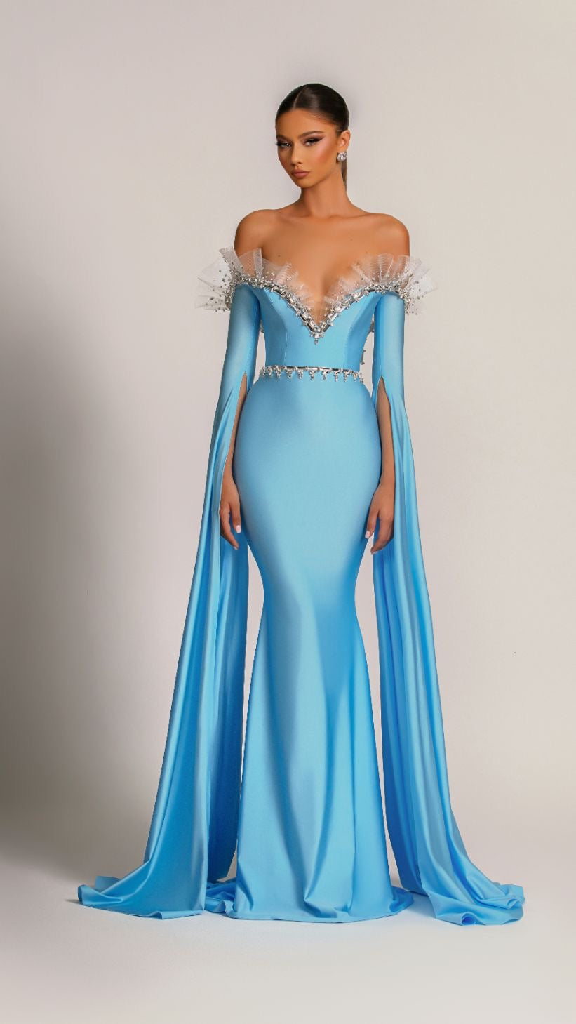 sachin and babi light blue dress Rachel Allan 7209 Teal Shimmer 2 Piece Dress – Formalwear Outlet main image 0