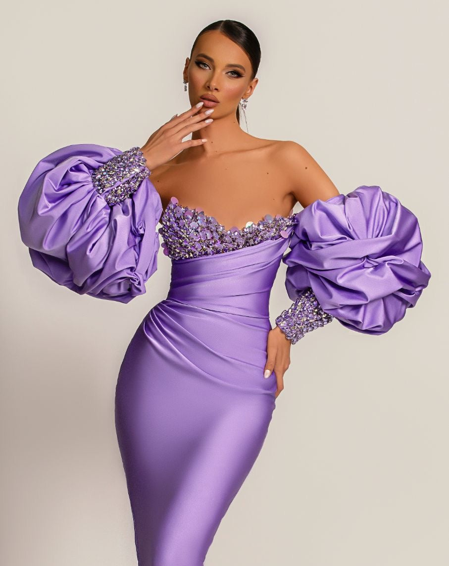 Clara Elegant Off-Shoulder Lavender  Evening Dress
