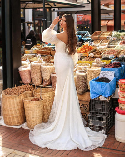 Fancy Luxury White Wedding Dress