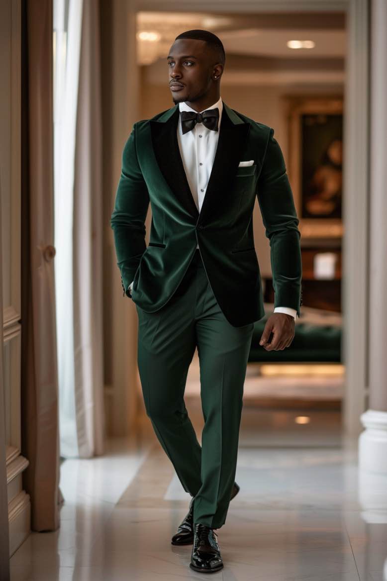 Liam  Royal Gentleman Green slim Fit Men Tuxedos Suit