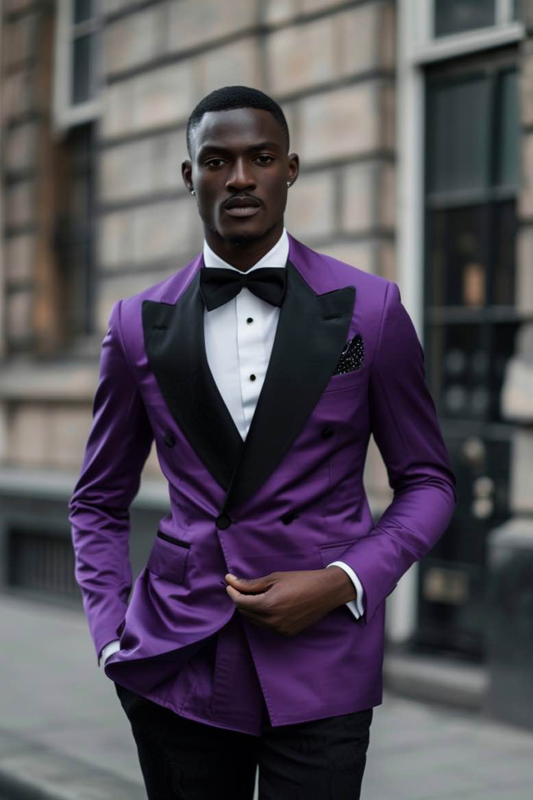 Bobby modern look Purple slim Fit Men Tuxedos Suit