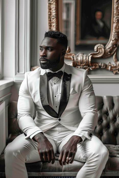 Brody  Royal Gentleman White slim Fit Men Tuxedos Suit