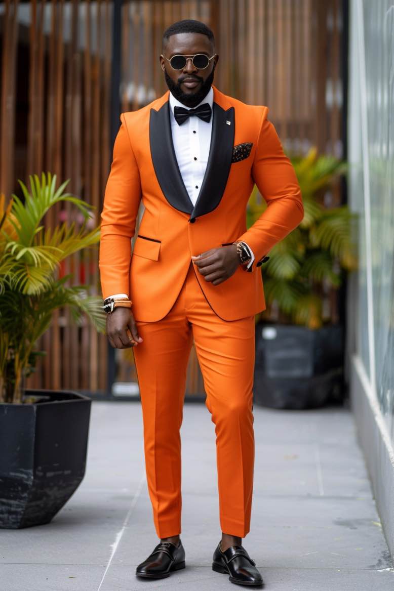 Oakley modern look Orange Slim Fit Men Tuxedos Suit