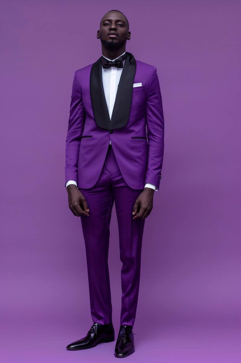 Austin  Royal Gentleman Purple slim Fit Men Tuxedos Suit