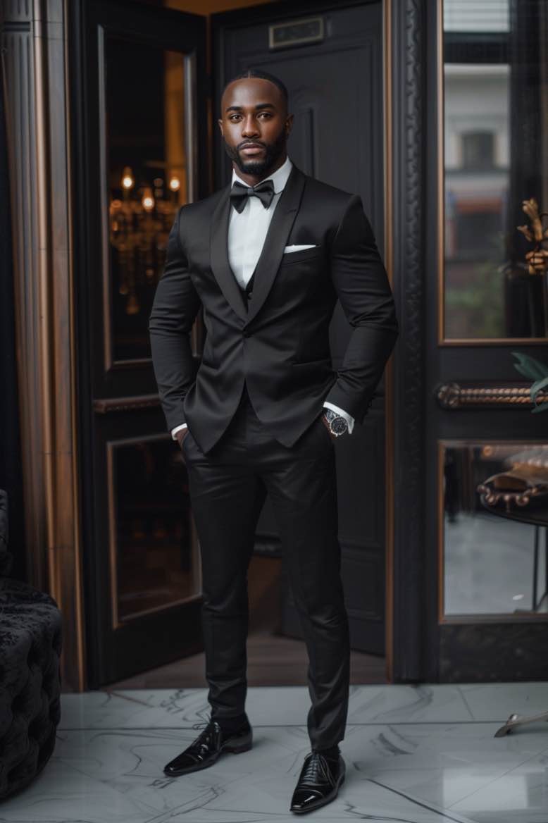 Ryan High Quality Black slim Fit Men Tuxedos Suit