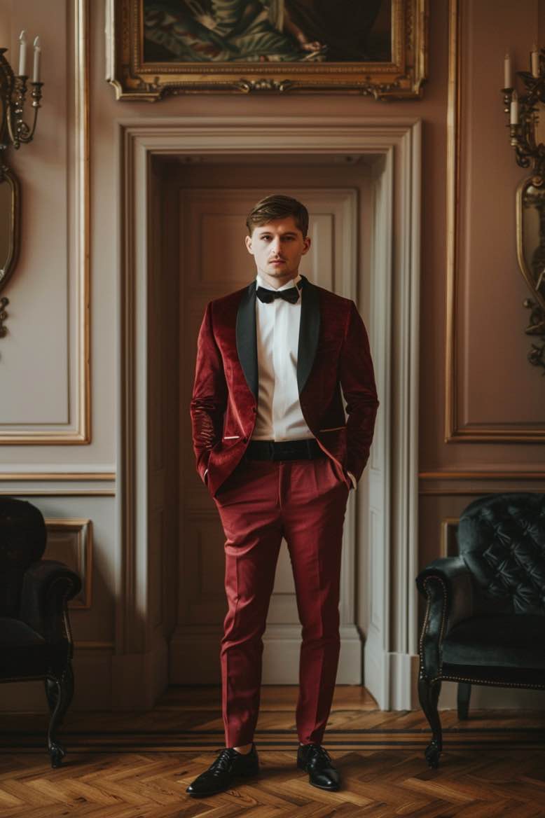 Jake  Royal Gentleman Red slim Fit Men Tuxedos Suit