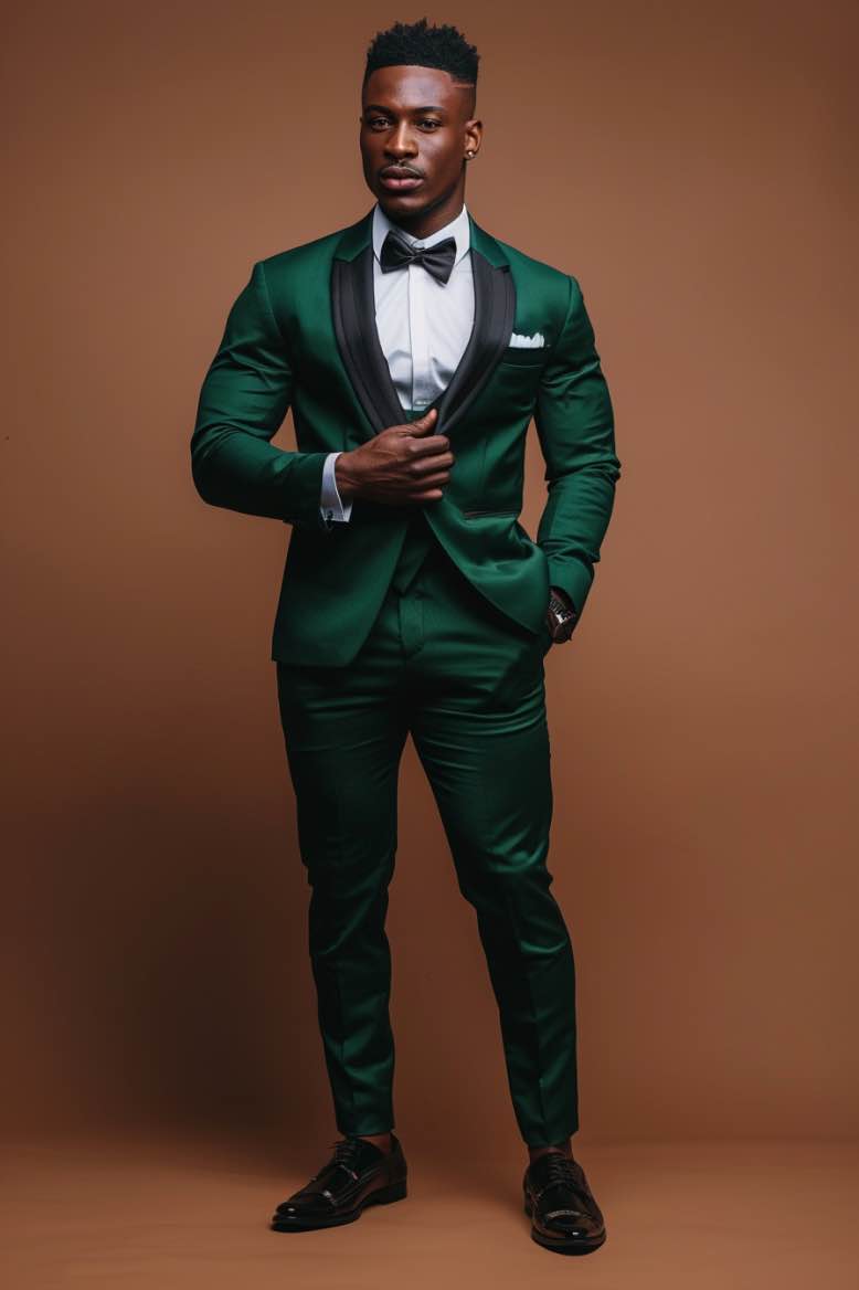 Rowan modern look Green slim Fit Men Tuxedos Suit