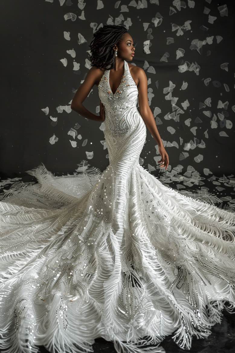 India  Luxury  off Shoulder  White Mermaid Gown  Wedding Dress