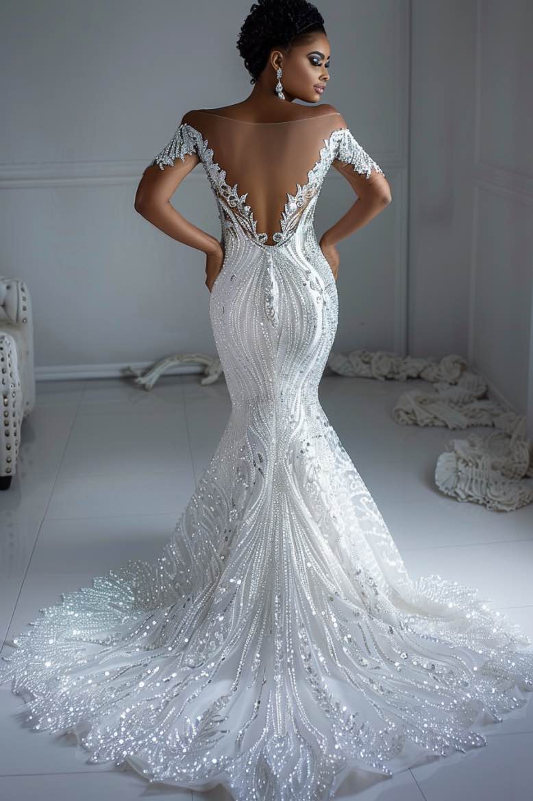 Amina  Loverxu WhiteMermaid Gown  Wedding Dress