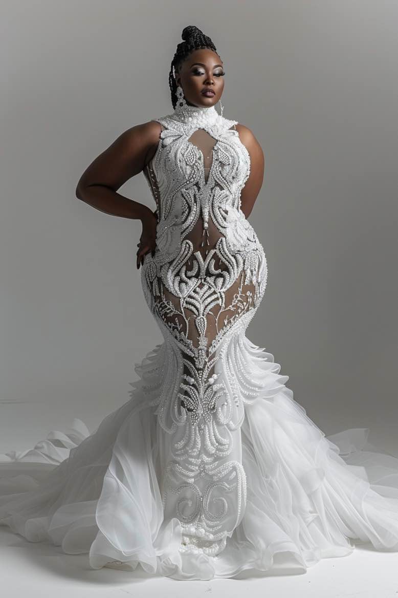 Noor  Sexy Exquisite White  Mermaid Gown  Wedding Dress