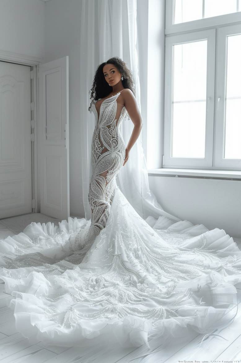 Miriam  Gorgeous   white Mermaid Gown  Wedding Dress