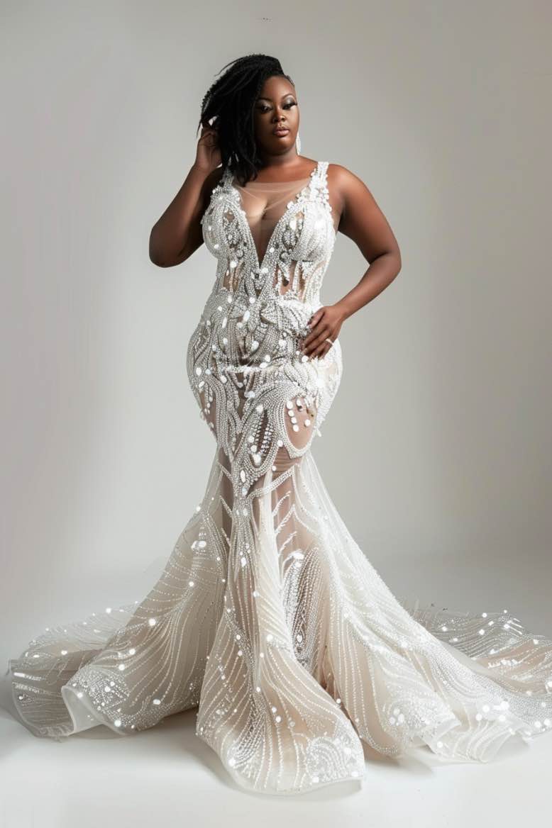 Everleigh  Loverxu White Mermaid Gown  Wedding Dress