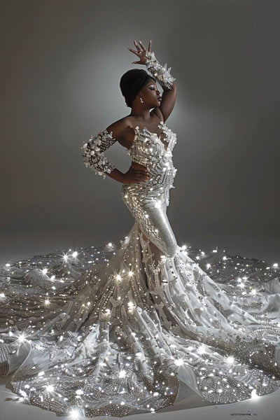 Mary Elegant Sequin off Shoulder White Mermaid Gown Wedding Dress MADE TO MEASURE / White Mary Elegant Sequin off Shoulder White Mermaid Gown Wedding Dress MADE TO MEASURE / White