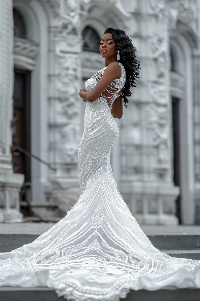 Mollie  Luxurious Princess    White Mermaid Gown  Wedding Dress