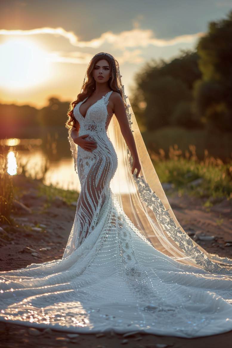 Ayat Gorgeous  White Mermaid Gown  Wedding Dress